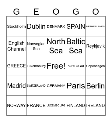 WESTERN EUROPE Bingo Card