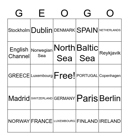 WESTERN EUROPE Bingo Card