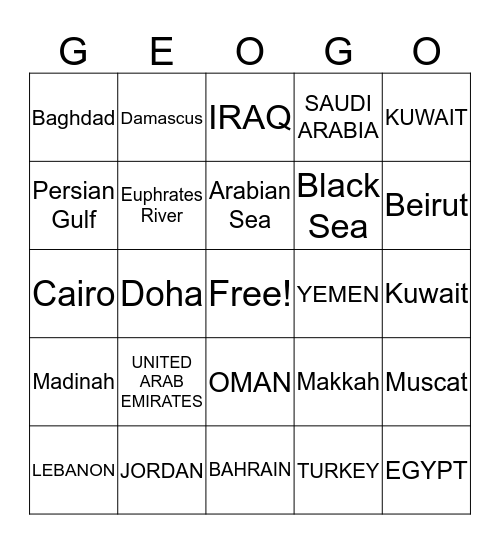 MIDDLE EAST Bingo Card