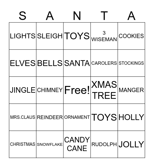 CHRISTMAS BINGO Card