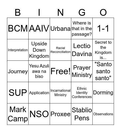 Things we say in "IV" Bingo Card