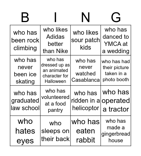 Find Someone... Bingo Card