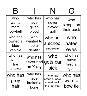Find Someone... Bingo Card