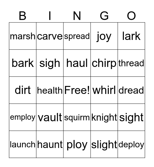 Letter Combination Practice Bingo Card