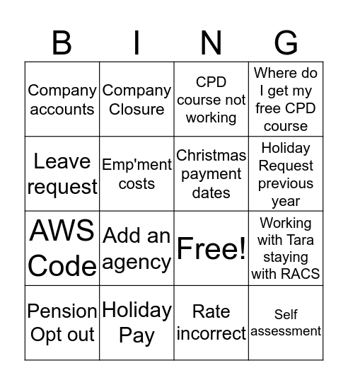 Christmas Bingo 2017 Bingo Card