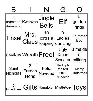 Christmas Bingo Card