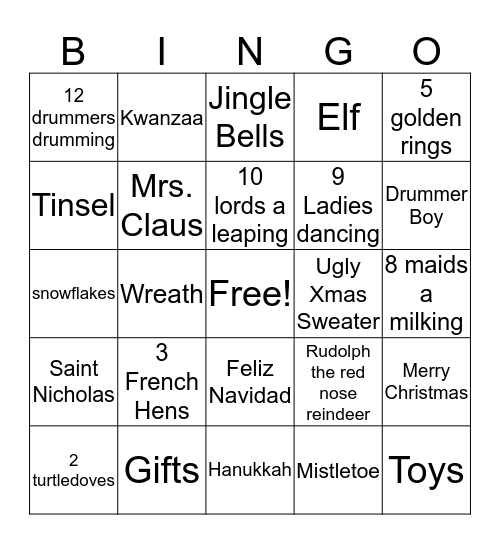 Christmas Bingo Card