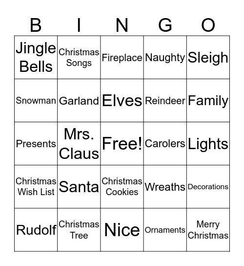 Christmas Bingo Card