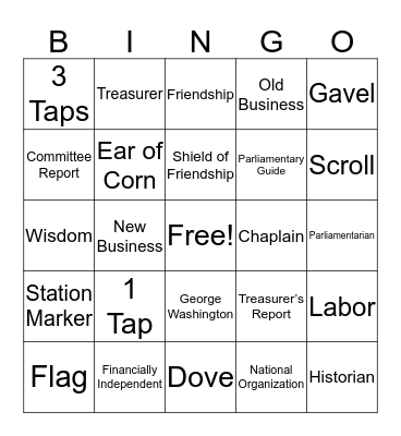 FFA Opening & Closing Ceremonies Bingo Card