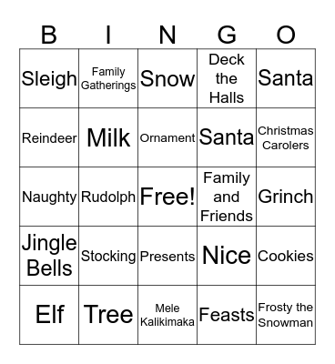 Christmas Bingo Card
