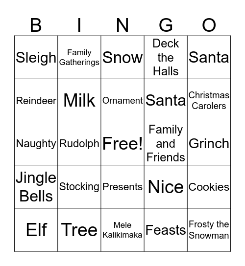 Christmas Bingo Card