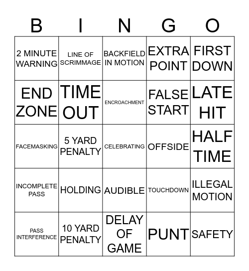 Football Bingo Card