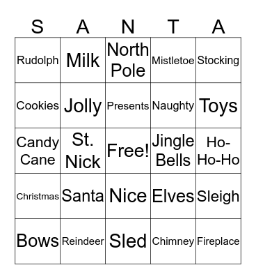 Santa Bingo Card