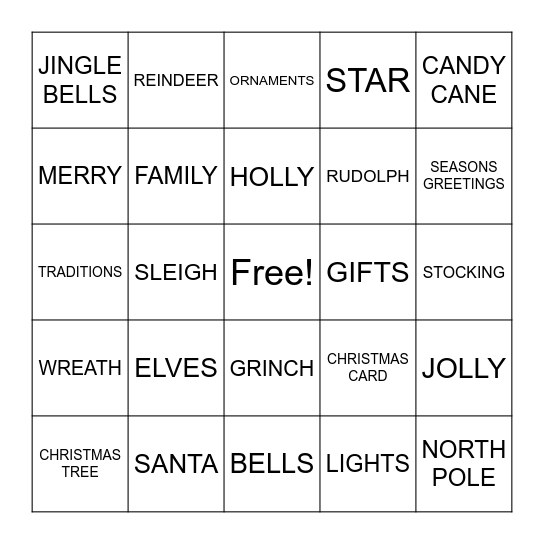 CHRISTMAS Bingo Card