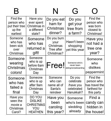 WELCOME TO A CHRISTMAS PARTY YO Bingo Card