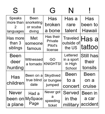 2013 SGA Leadership Retreat Bingo Card