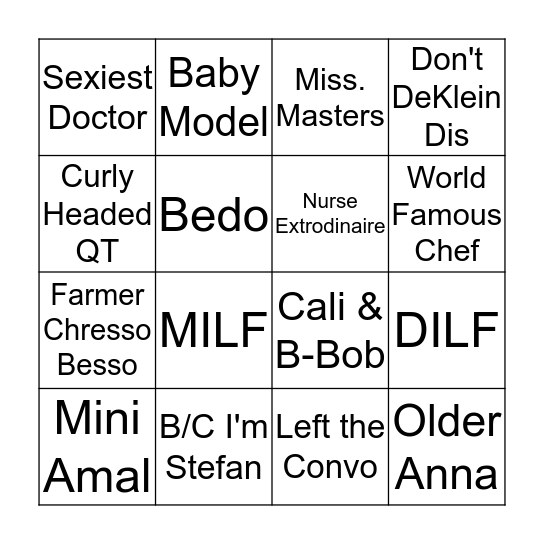 Ateek Family Bingo Card