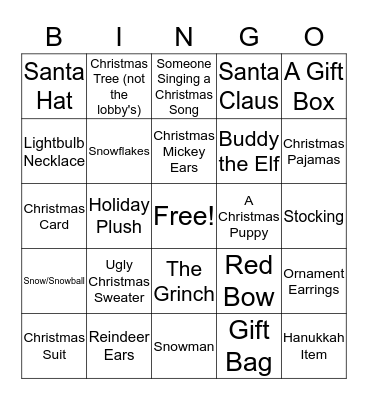 Holiday Bingo Card