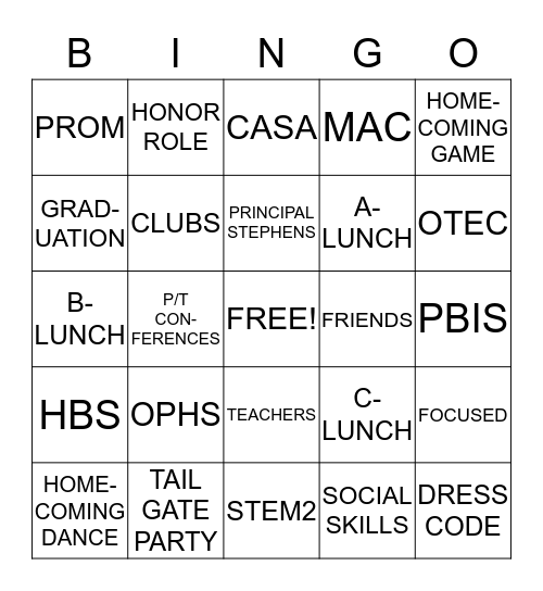 Untitled Bingo Card