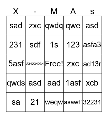 Holiday Bingo! Bingo Card