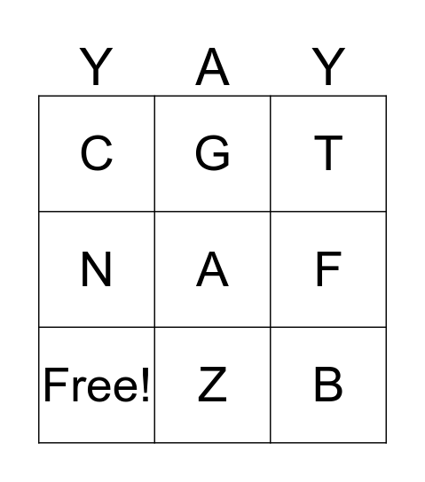 Alphabet Bingo Card