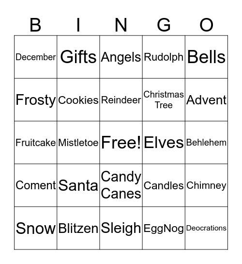 Christmas Bingo Card