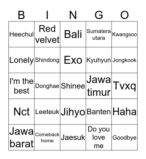 Shavaaaa Bingo Card