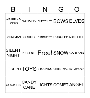 CHRISTMAS Bingo Card