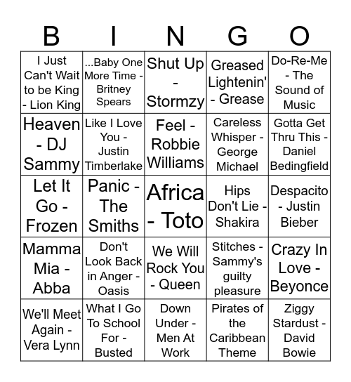 Liam's Barmy Bingo 2017 Bingo Card