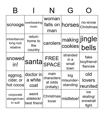 Hallmark Christmas Movie BINGO Card