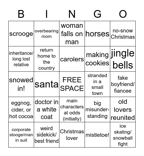 Hallmark Christmas Movie BINGO Card