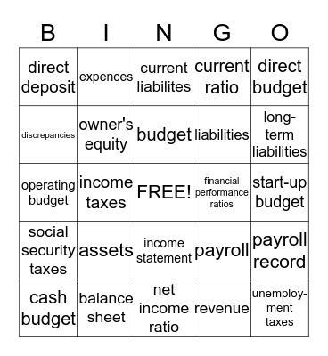 Chapter 12 Bingo Card