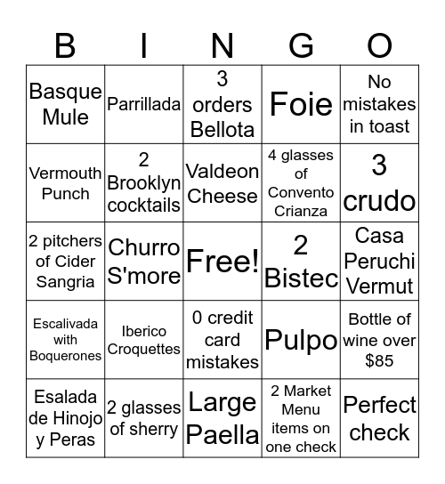 Boqueria Christmas Bingo!!! Bingo Card