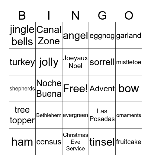 Christmas Bingo Card