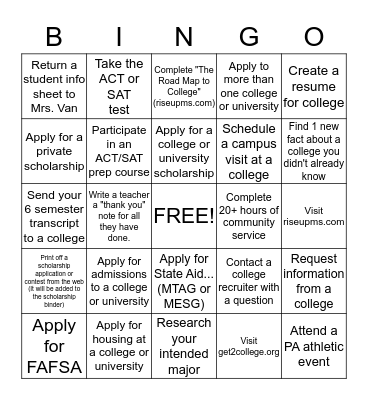 Parklane Academy Senior BINGO!! Bingo Card