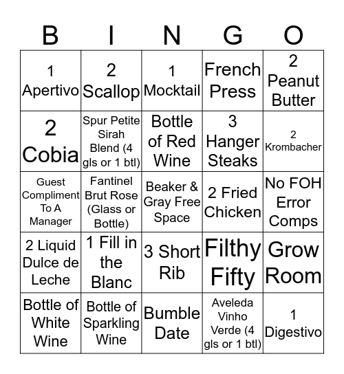 Beaker & Gray  Bingo Card