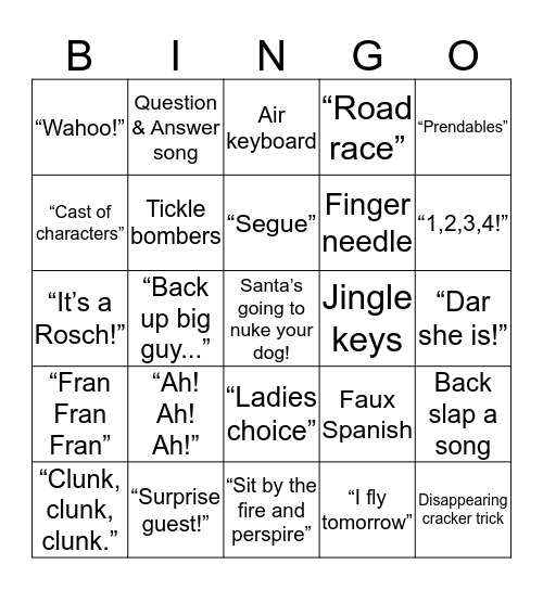 A Very Steve Christmas Bingo Card