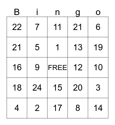 xmas card  Bingo Card