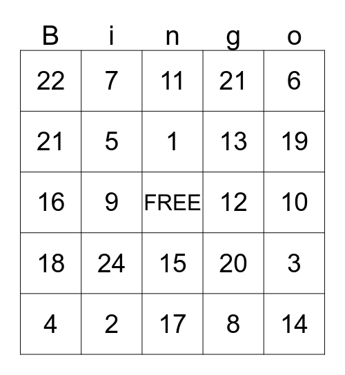 xmas card  Bingo Card