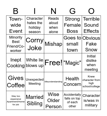 Hallmark Christmas Movie Bingo Card