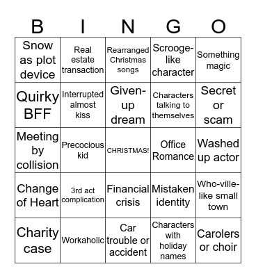 CHEESY CHRISTMAS MOVIE BINGO Card