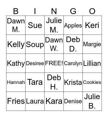 Food Service Week Bingo Card