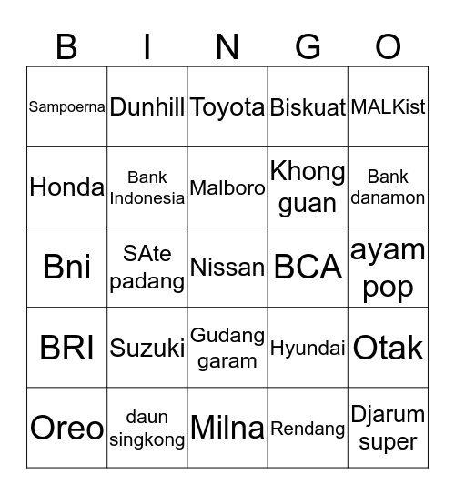 Bingo Live Bingo Card