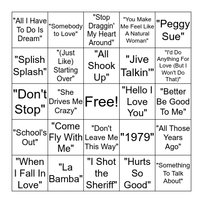 Music Bingo Card