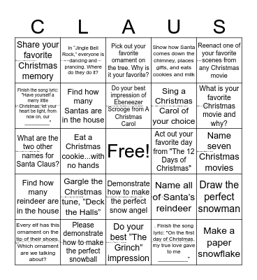 XMAS BINGO 2017 Bingo Card