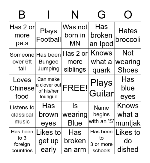 NTC YOUTH Bingo! Bingo Card