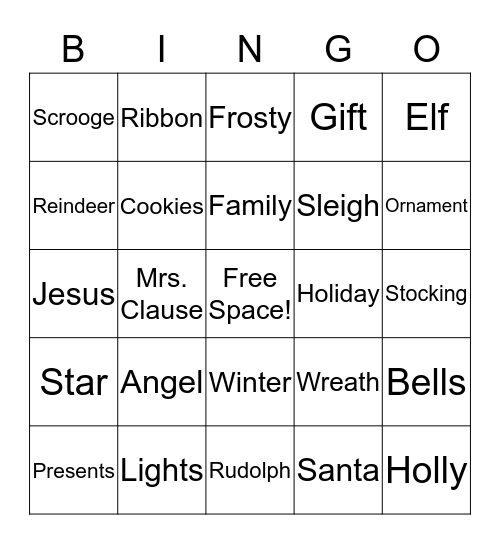 Christmas Bingo!!! Bingo Card