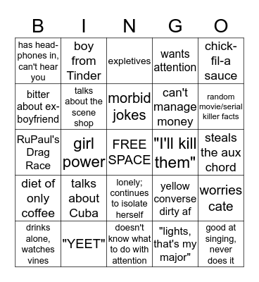 ali Bingo Card