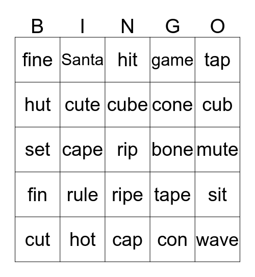 L2 Bingo Card