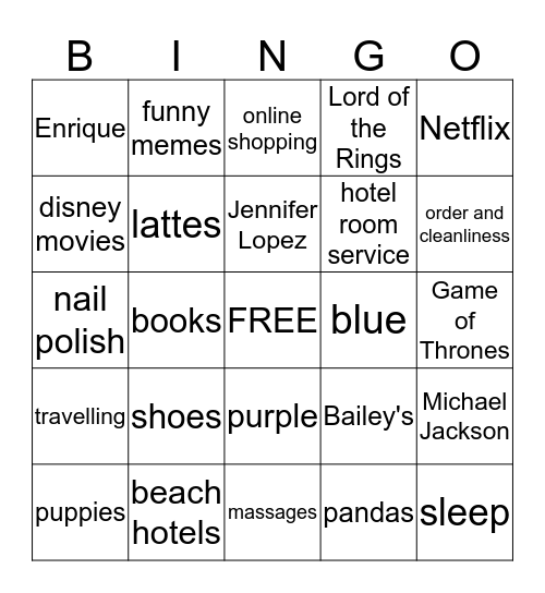 Marcella's BINGO Card